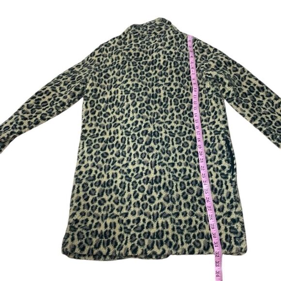Long Calvin Klein Open Cardigan, Faux Fur/Plush Chetah Jacket, Small - Picture 2 of 6